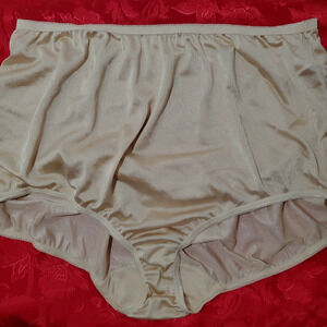 Vintage UNDERCOVER Hi-Waist Granny Panties NUDE SATIN Sissy Briefs PLUS 3X